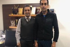 Dr. Prateek with Manavjit Sindhu ace trap shooter after treatment of back