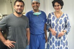 Dr. Prateek with Rahul and Priyanka Gandhi at the time of operation on Soniya Gandhi